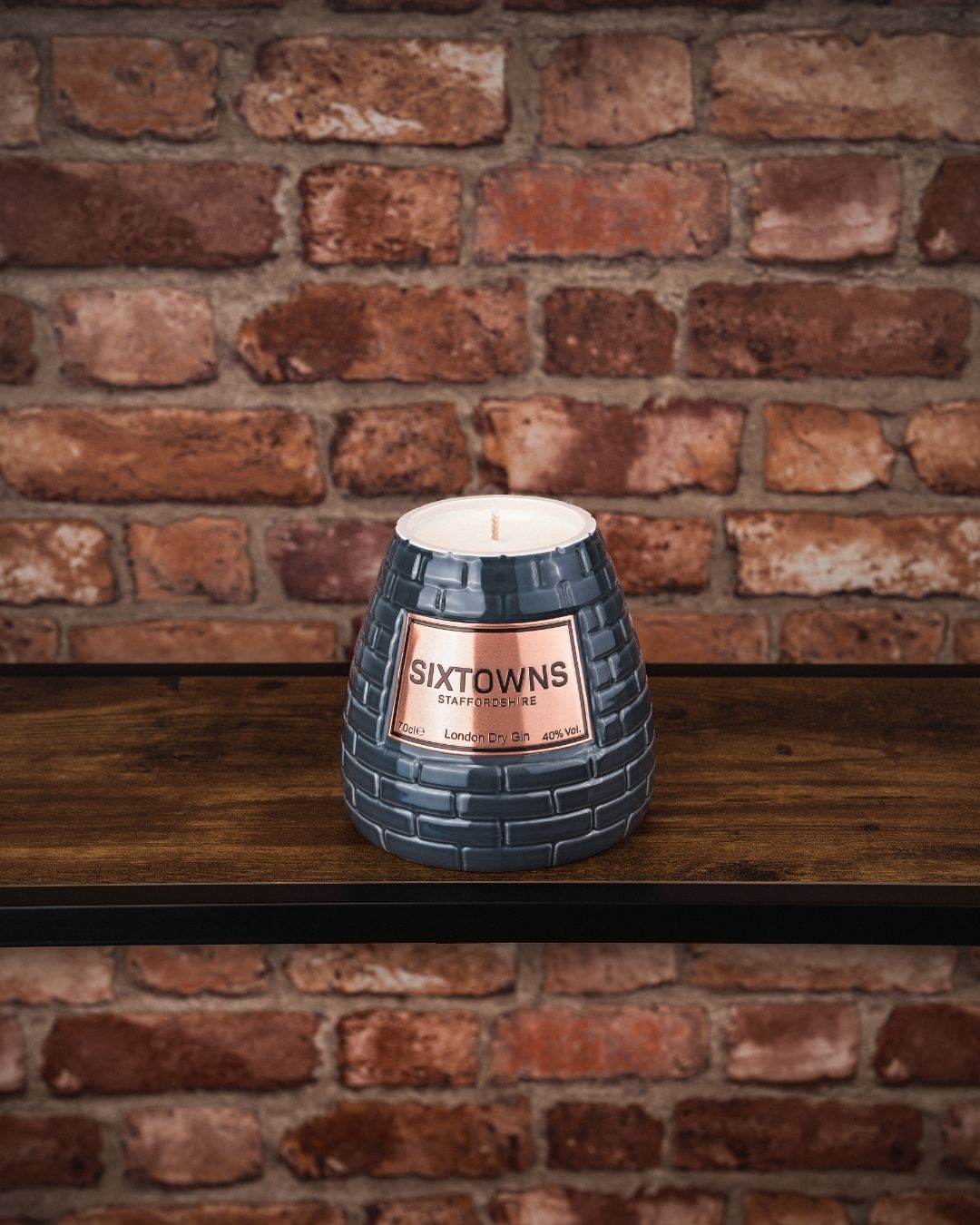 SIXTOWNS Pink Gin in soft pink ceramic bottle with Staffordshire branding